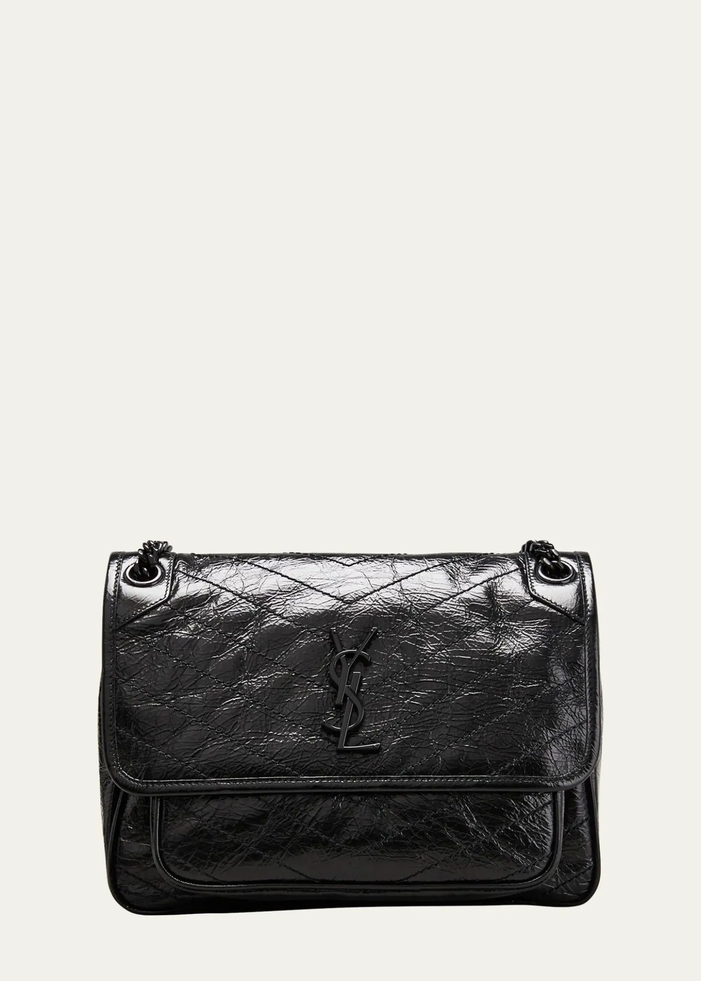 Saint LaurentNiki Medium Flap YSL Shoulder Bag in Crinkled Leather