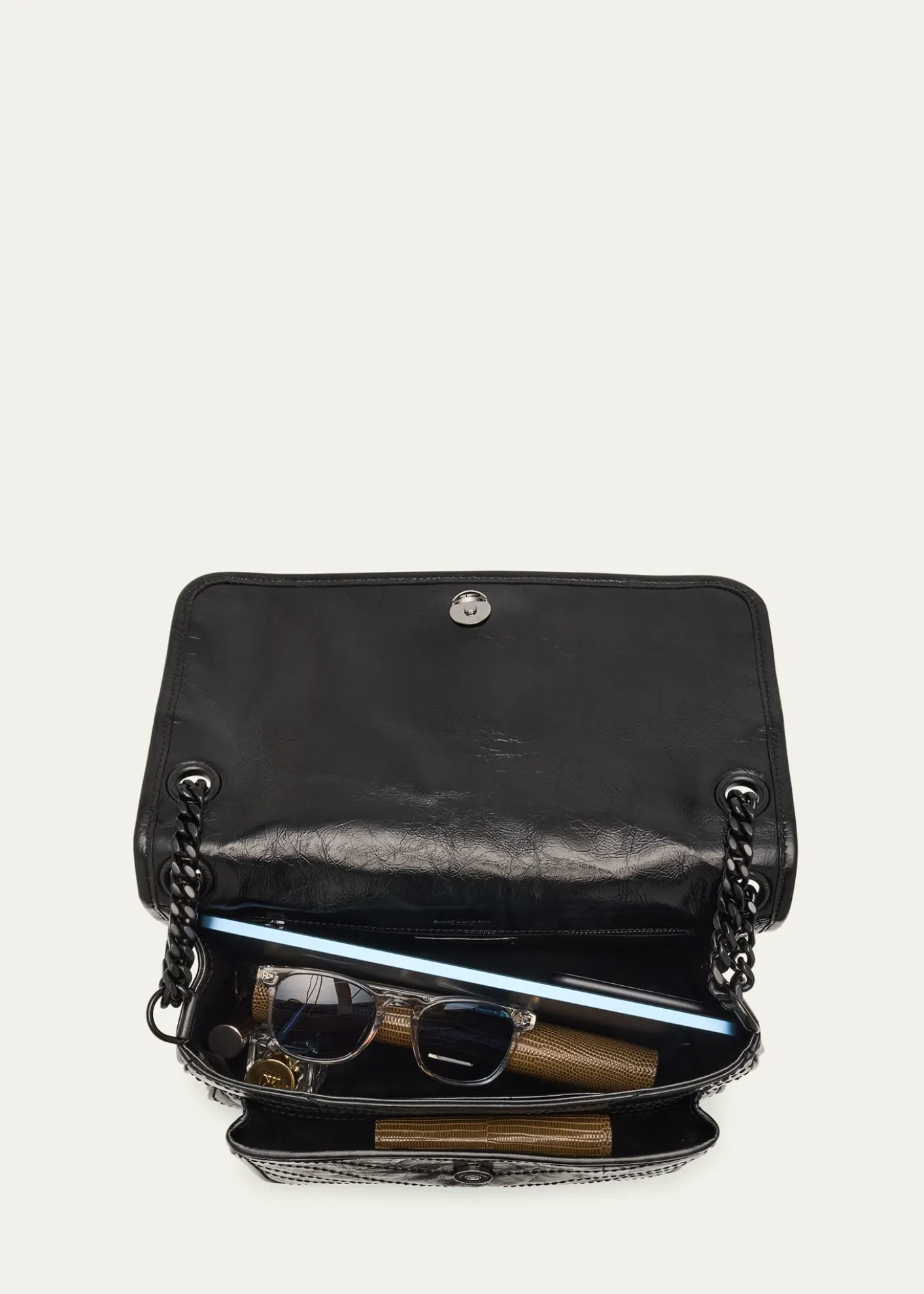 Saint LaurentNiki Medium Flap YSL Shoulder Bag in Crinkled Leather