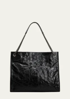 Saint LaurentNiki Medium YSL Shopper Tote Bag in Crinkled Leather