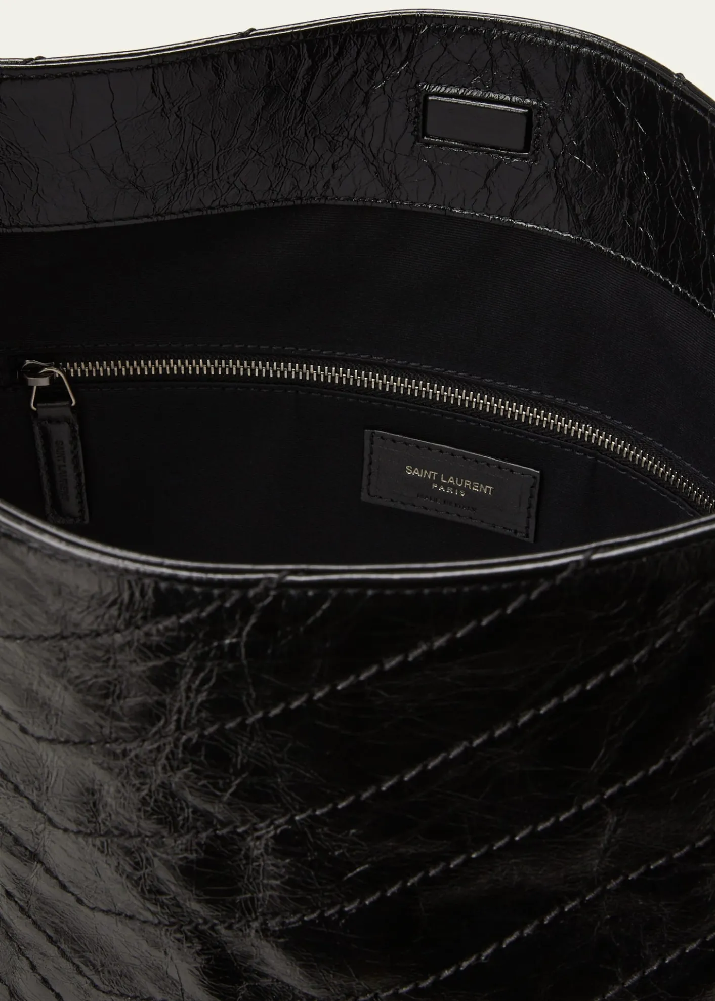 Saint LaurentNiki Medium YSL Shopper Tote Bag in Crinkled Leather