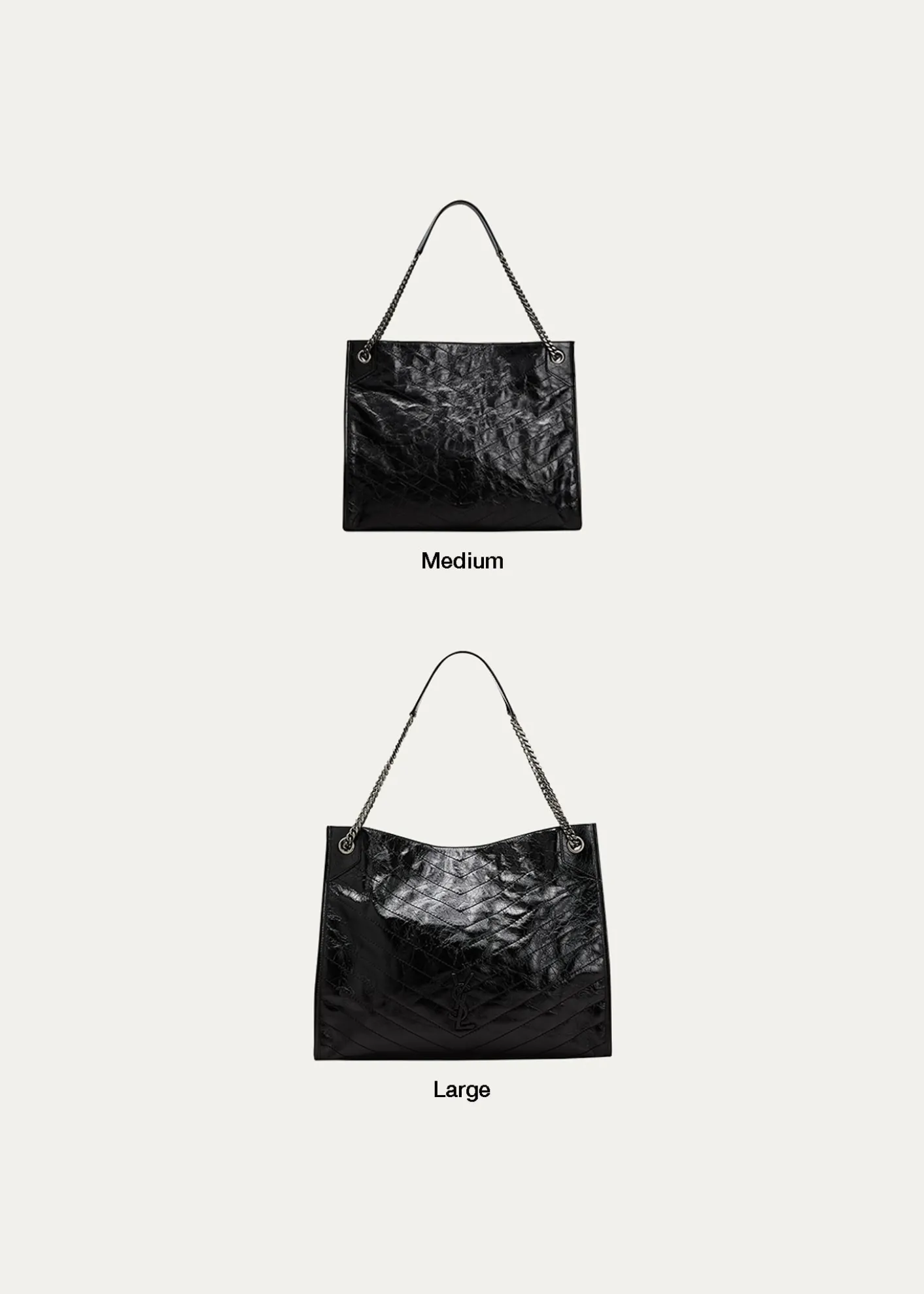 Saint LaurentNiki Medium YSL Shopper Tote Bag in Crinkled Leather