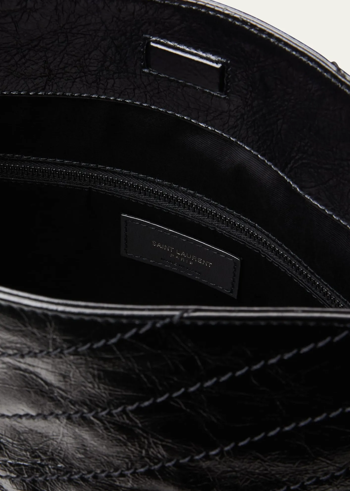 Saint LaurentNiki Medium YSL Shopper Tote Bag in Crinkled Leather