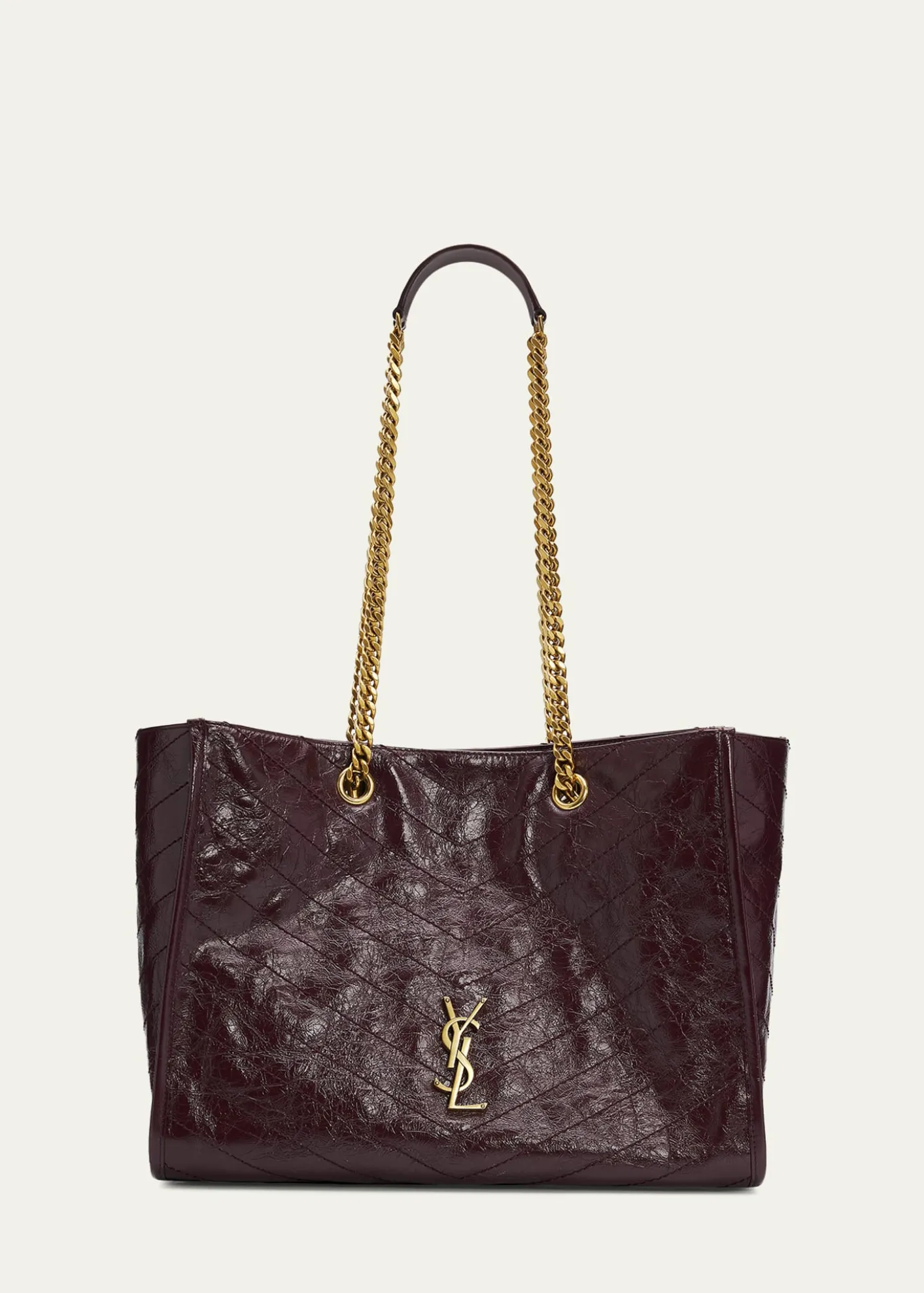 Saint LaurentNiki YSL Chevron Quilted Shopping Tote Bag
