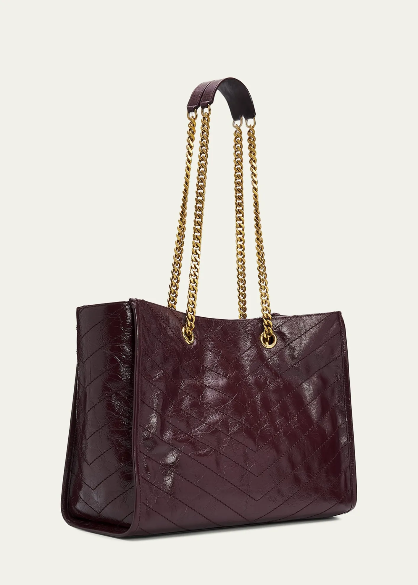 Saint LaurentNiki YSL Chevron Quilted Shopping Tote Bag