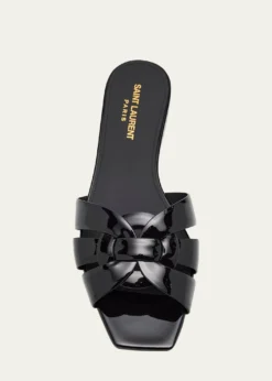 Saint LaurentNu Pieds Woven Patent Flat Sandals
