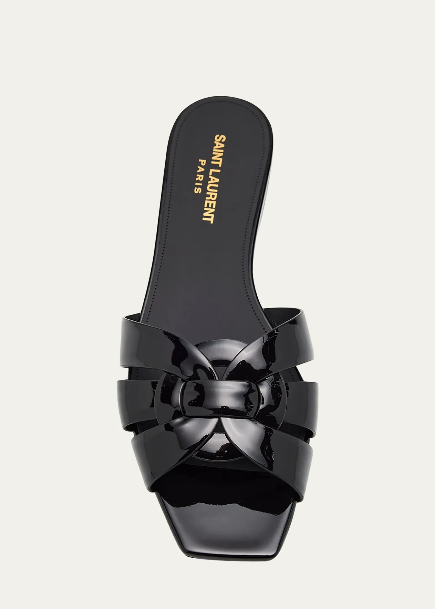 Saint LaurentNu Pieds Woven Patent Flat Sandals