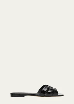 Saint LaurentNu Pieds Woven Patent Flat Sandals