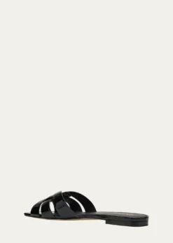 Saint LaurentNu Pieds Woven Patent Flat Sandals