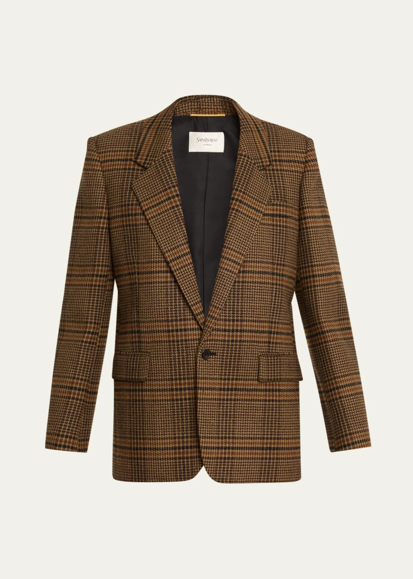 Saint LaurentOversized Check Single-Breasted Blazer Jacket