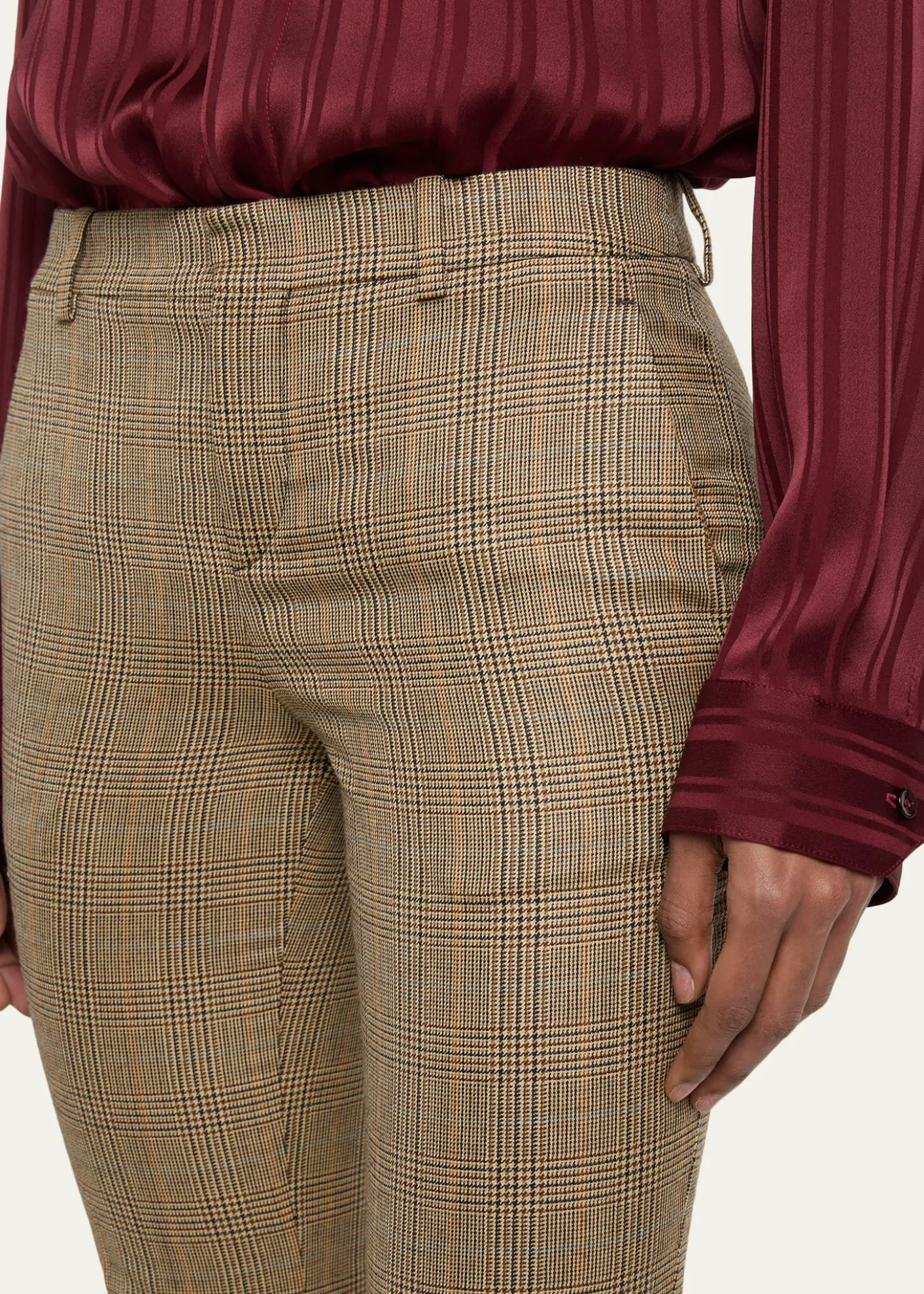 Saint LaurentPuppytooth Prince of Wales Wool Flared Pants
