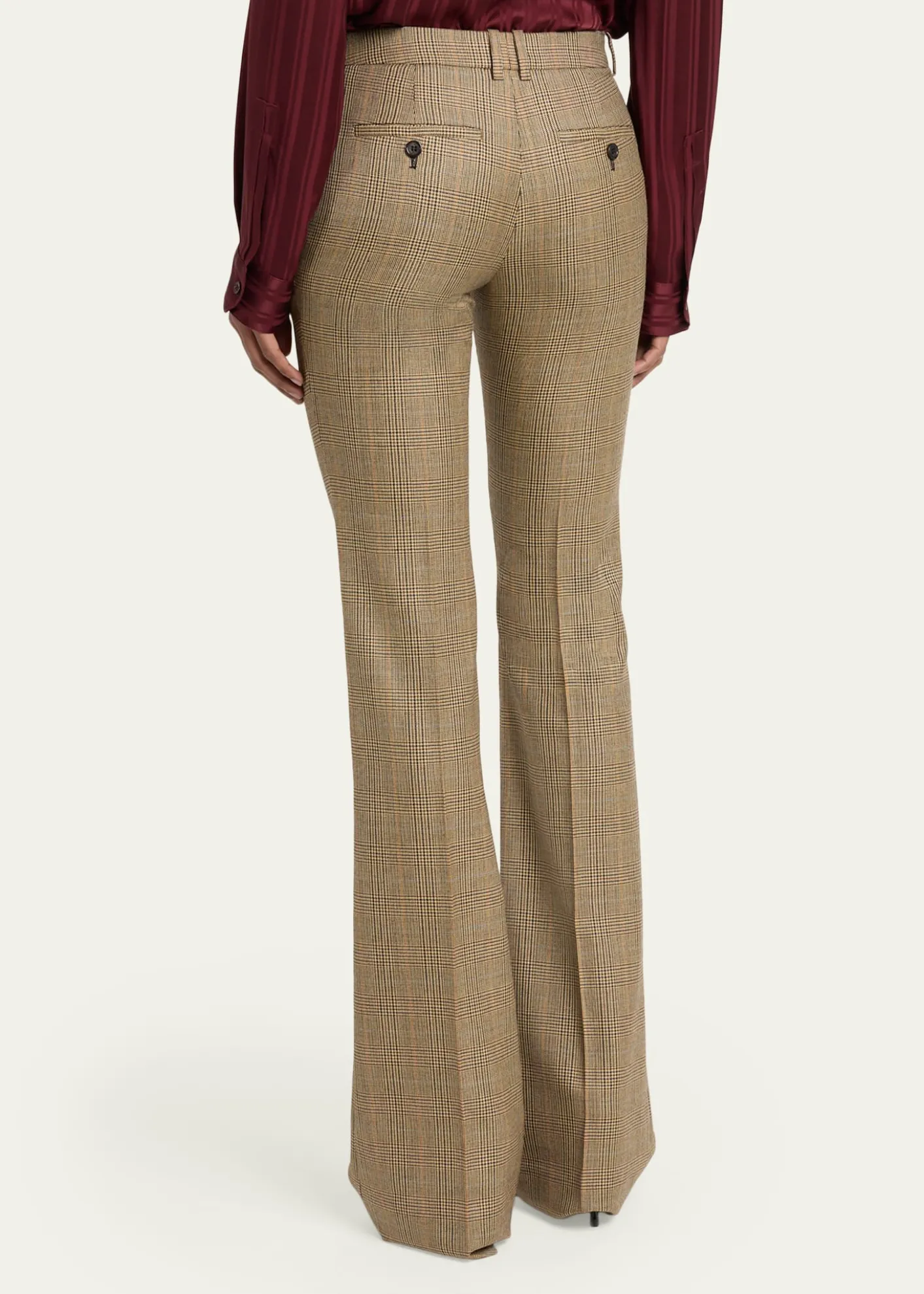 Saint LaurentPuppytooth Prince of Wales Wool Flared Pants