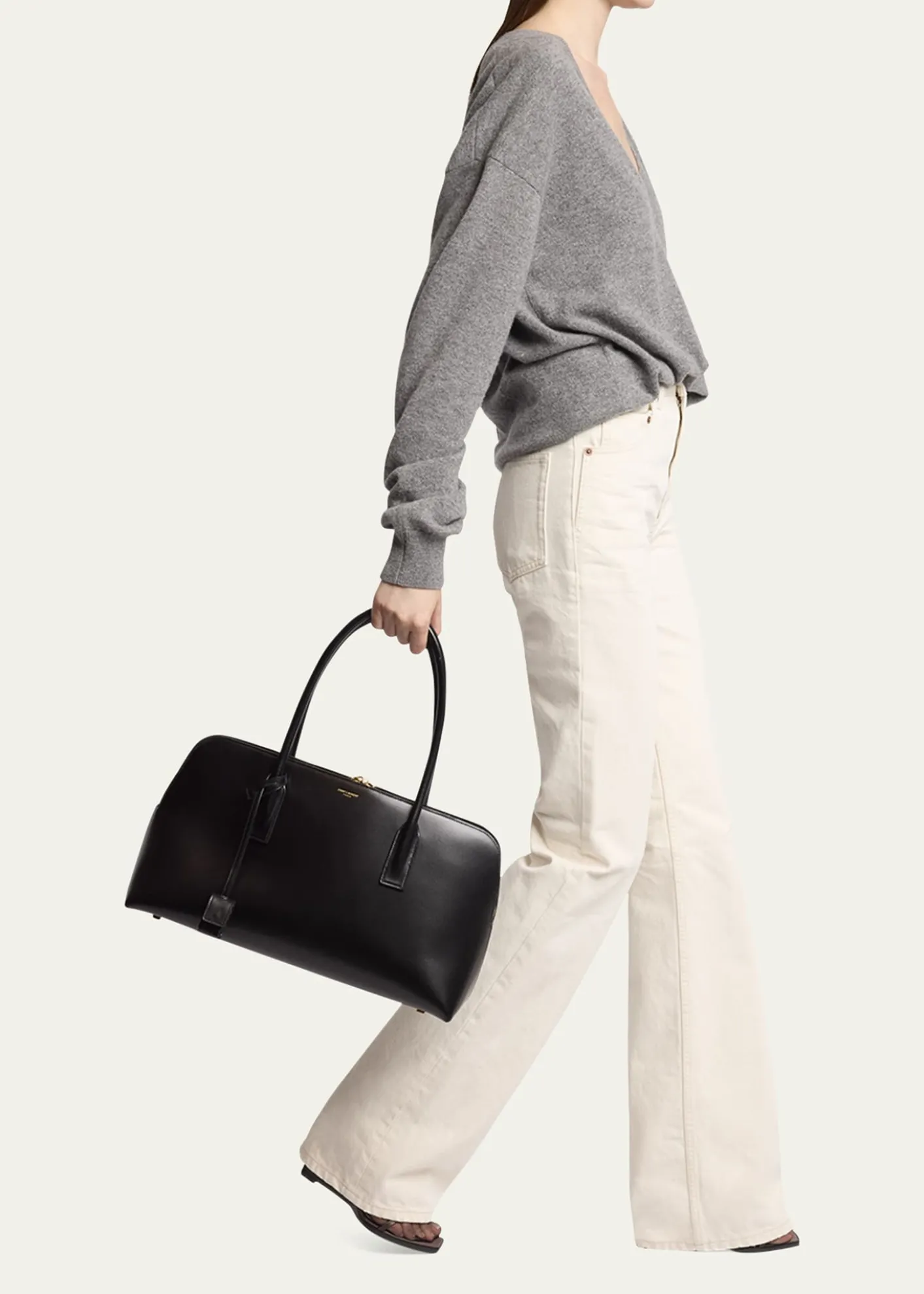 Saint LaurentSac de Jour Large Bowling Shoulder Bag in Leather