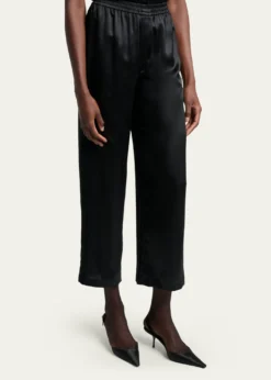 Saint LaurentSilk Straight-Leg Crop Pajama Pants