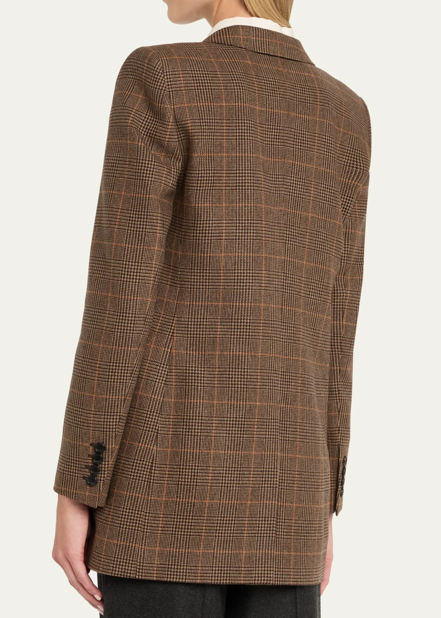 Saint LaurentSingle-Breasted Slim Houndstooth Plaid Blazer