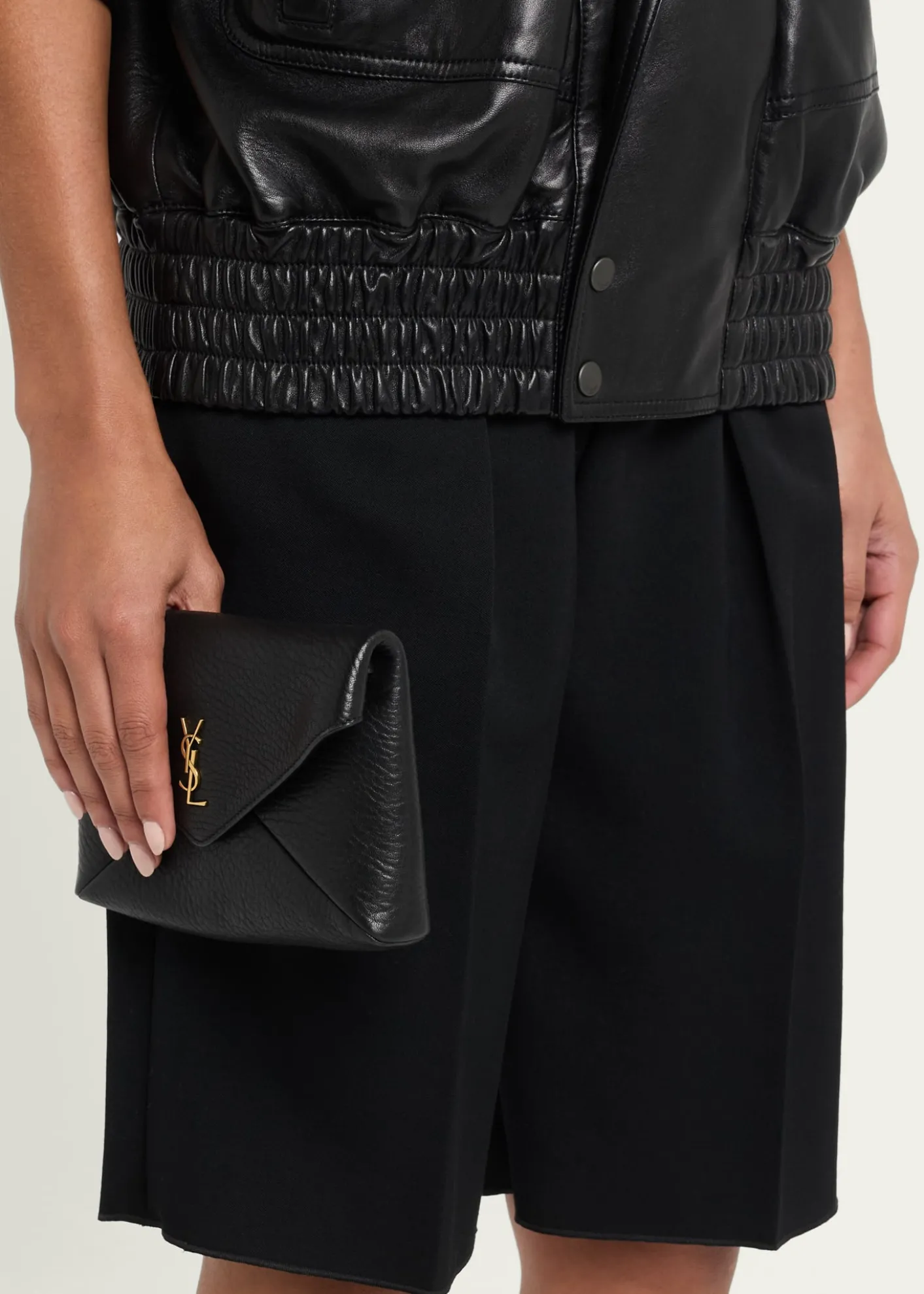 Saint LaurentSmall YSL Grain Leather Pouch Bag