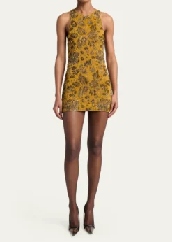 Saint LaurentStretch Brocade Cross-Back Mini Dress