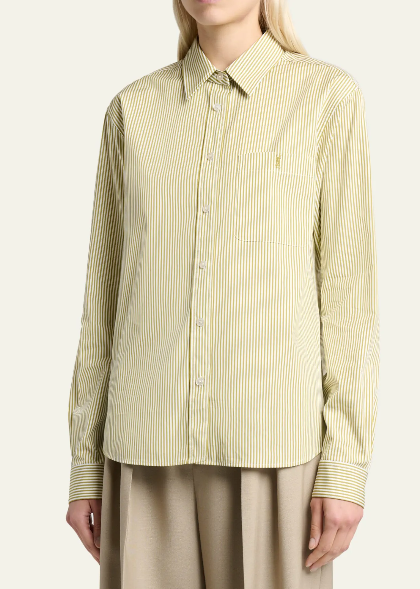 Saint LaurentStriped Cotton Poplin Button-Down Shirt