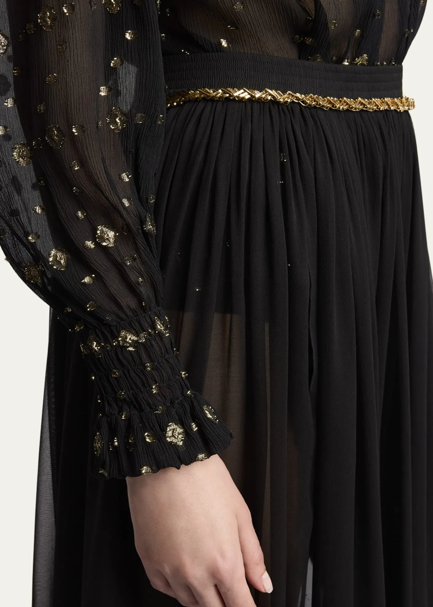 Saint LaurentTiered Sheer Maxi Skirt