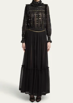 Saint LaurentTiered Sheer Maxi Skirt
