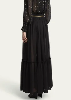 Saint LaurentTiered Sheer Maxi Skirt