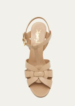 Saint LaurentTribute Leather T-Strap Platform Sandals