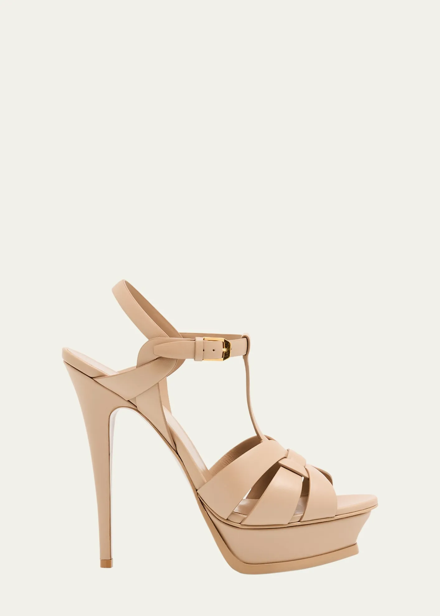 Saint LaurentTribute Leather T-Strap Platform Sandals
