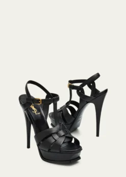 Saint LaurentTribute Leather T-Strap Platform Sandals
