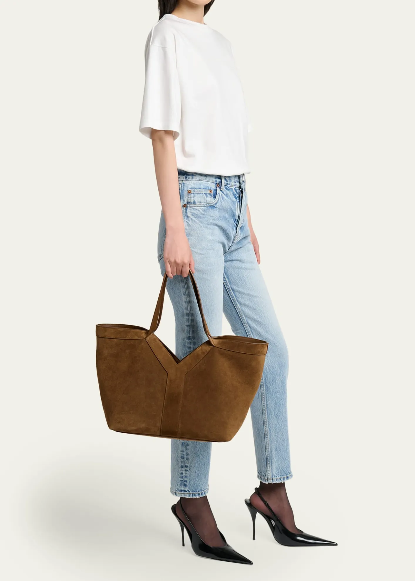 Saint LaurentY Medium Tote Bag in Suede