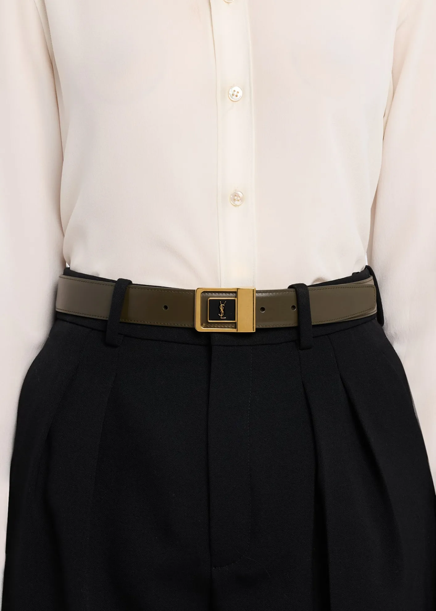 Saint LaurentYSL Buckle Leather Belt