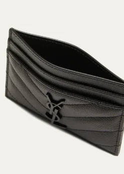 Saint LaurentYSL Monogram Card Case in Grained Leather