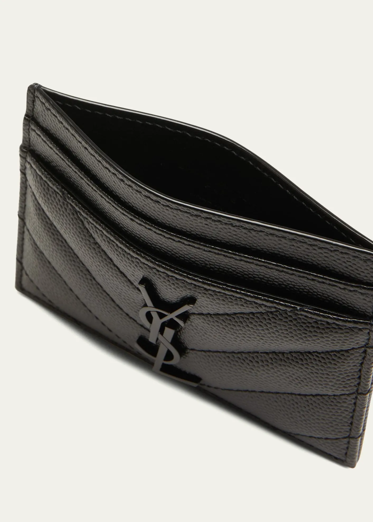 Saint LaurentYSL Monogram Card Case in Grained Leather