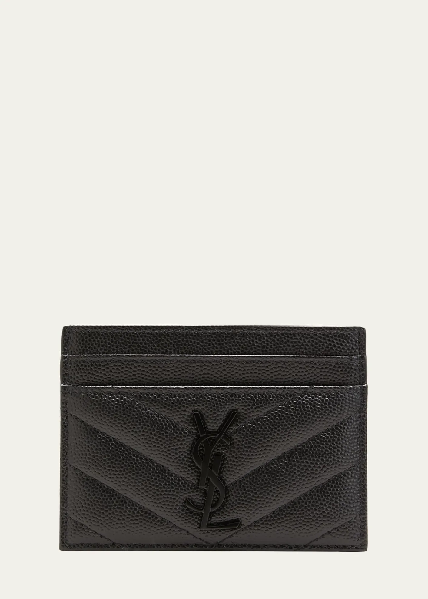 Saint LaurentYSL Monogram Card Case in Grained Leather