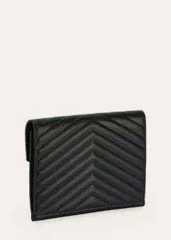 Saint LaurentYSL Monogram Flap Clutch Bag in Grained Leather
