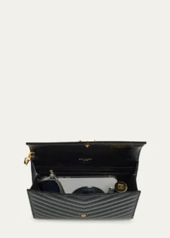 Saint LaurentYSL Monogram Flap Clutch Bag in Grained Leather
