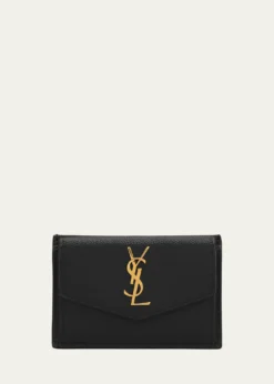 Saint LaurentYSL Monogram Flap Card Case in Grained Leather