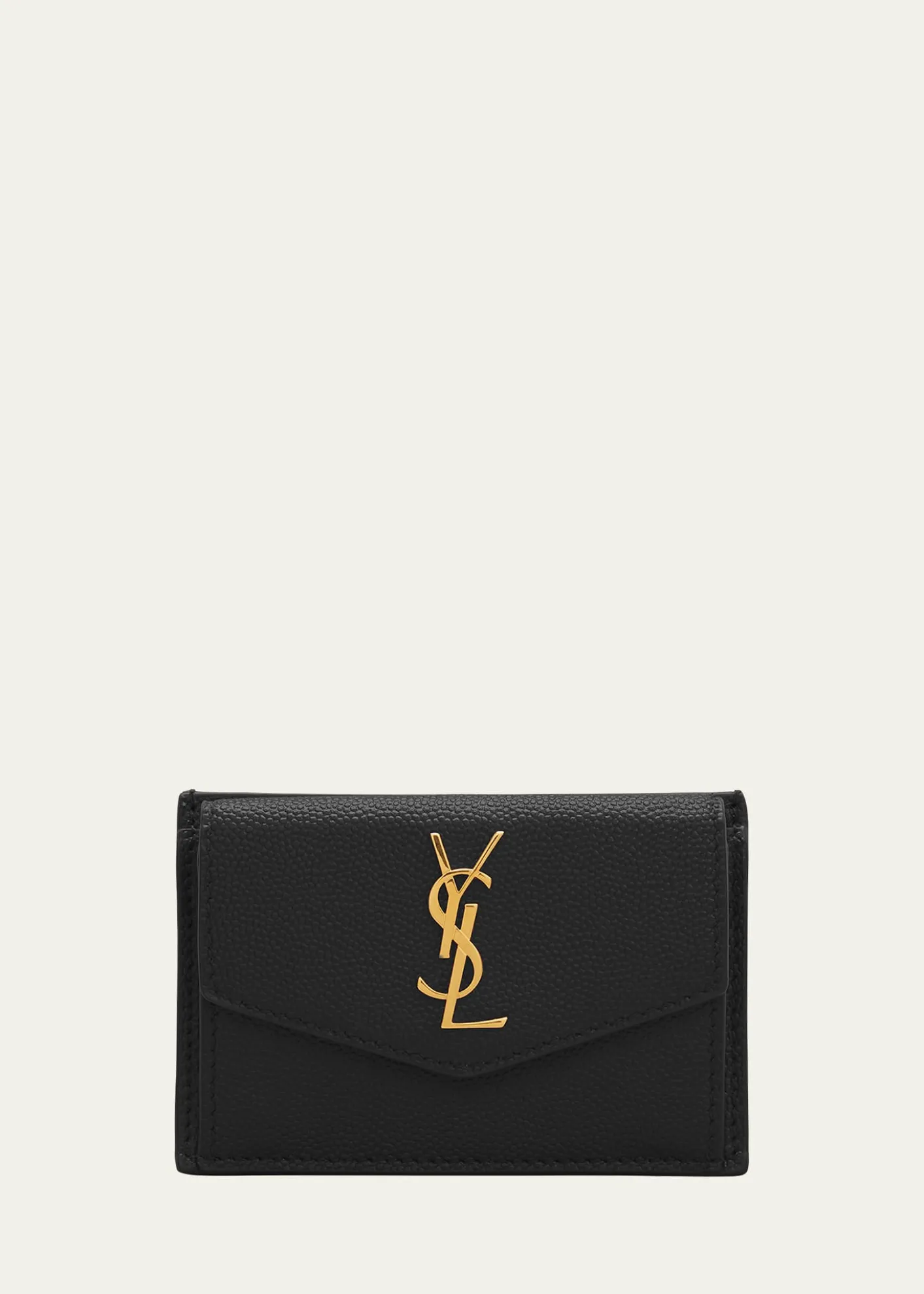 Saint LaurentYSL Monogram Flap Card Case in Grained Leather