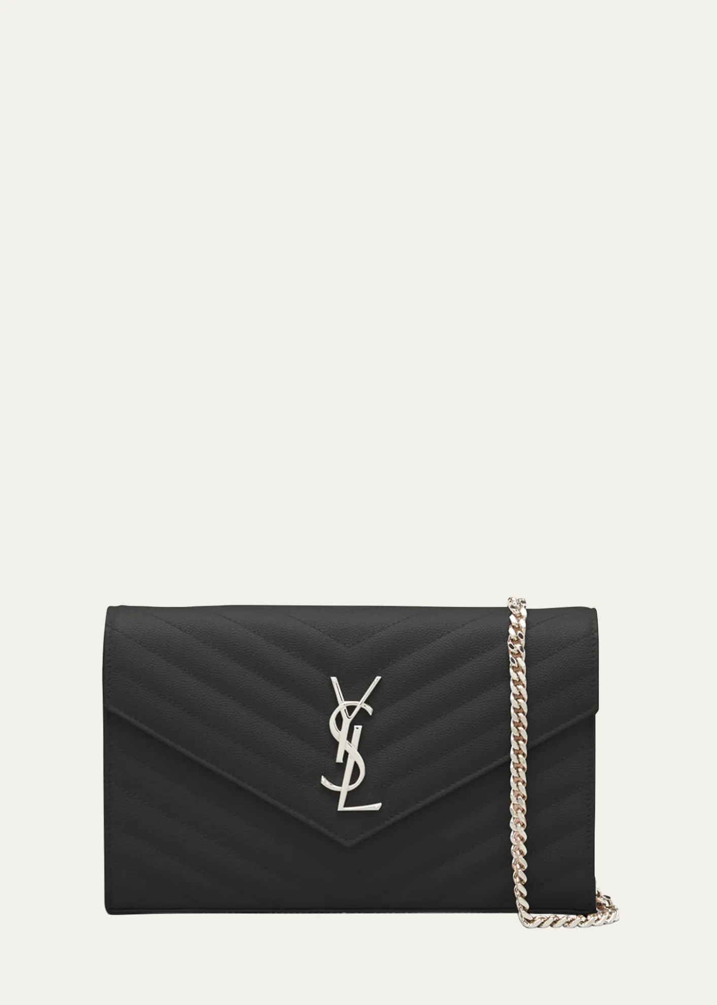 Saint LaurentYSL Monogram Large Wallet on Chain in Grained Leather