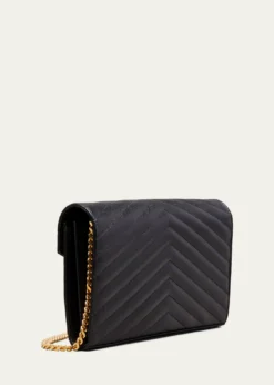 Saint LaurentYSL Monogram Large Wallet on Chain in Grained Leather