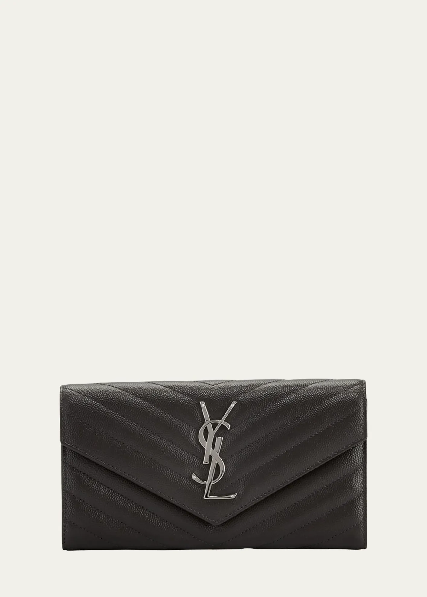 Saint LaurentYSL Monogram Large Flap Wallet in Grained Leather