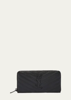Saint LaurentYSL Monogram Large Zip Wallet in Grained Leather