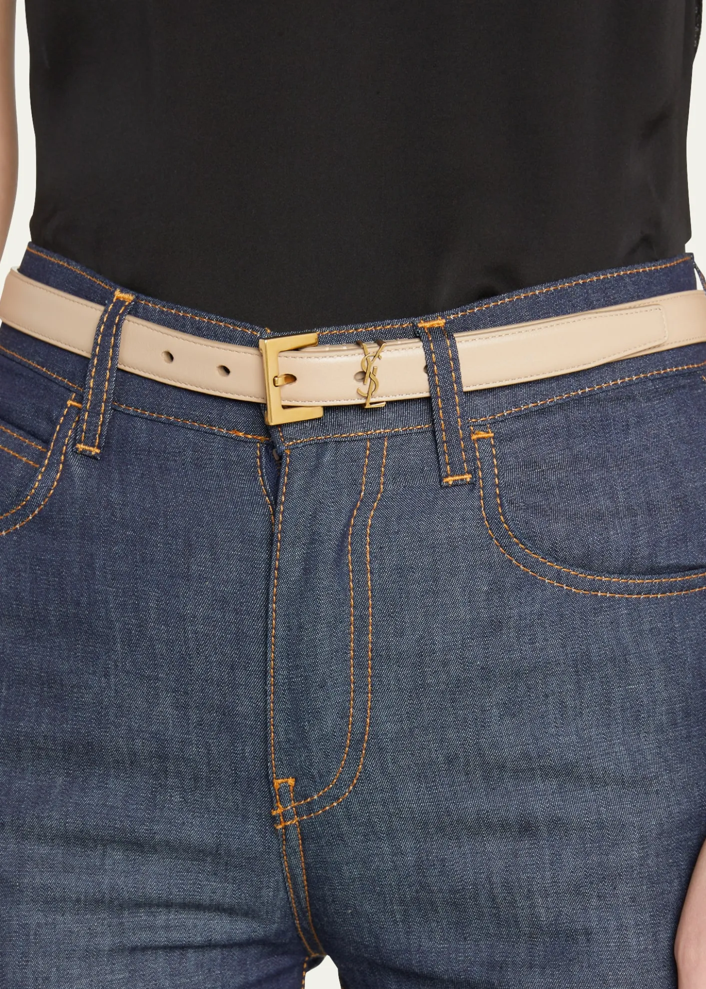 Saint LaurentYSL Monogram Leather Belt