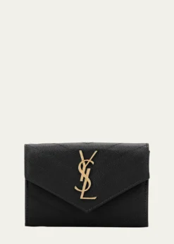 Saint LaurentYSL Monogram Small Flap Wallet in Grained Leather