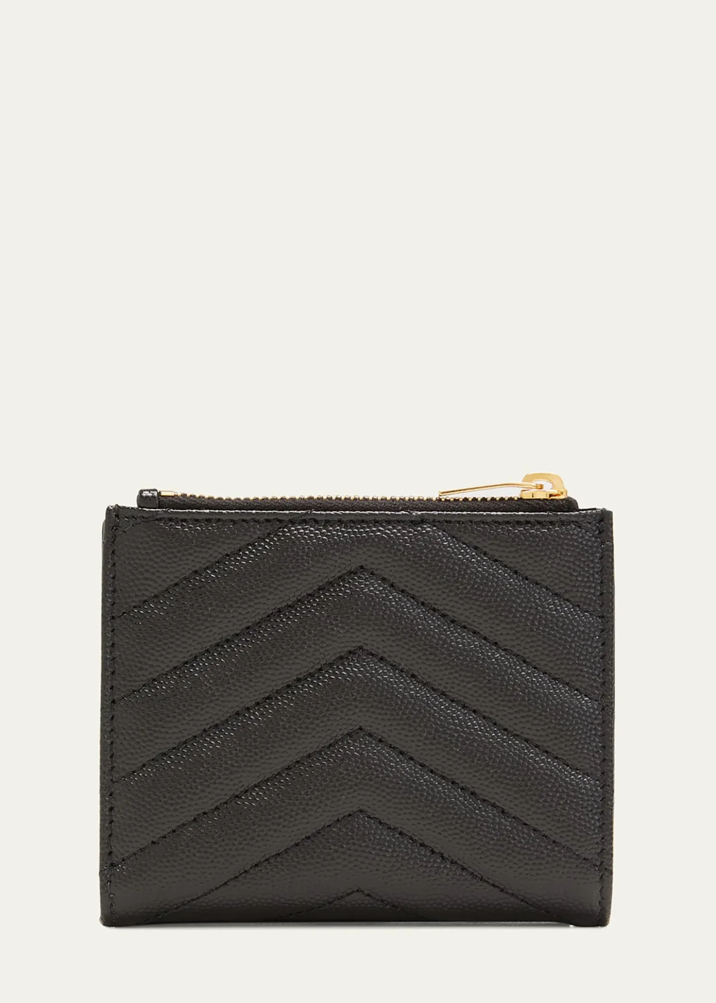 Saint LaurentYSL Monogram Small Ziptop Wallet in Grained Leather