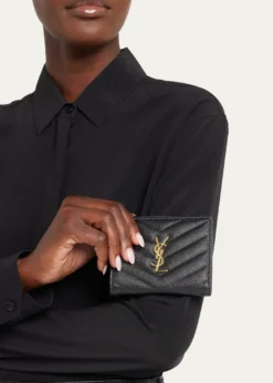 Saint LaurentYSL Monogram Small Ziptop Wallet in Grained Leather