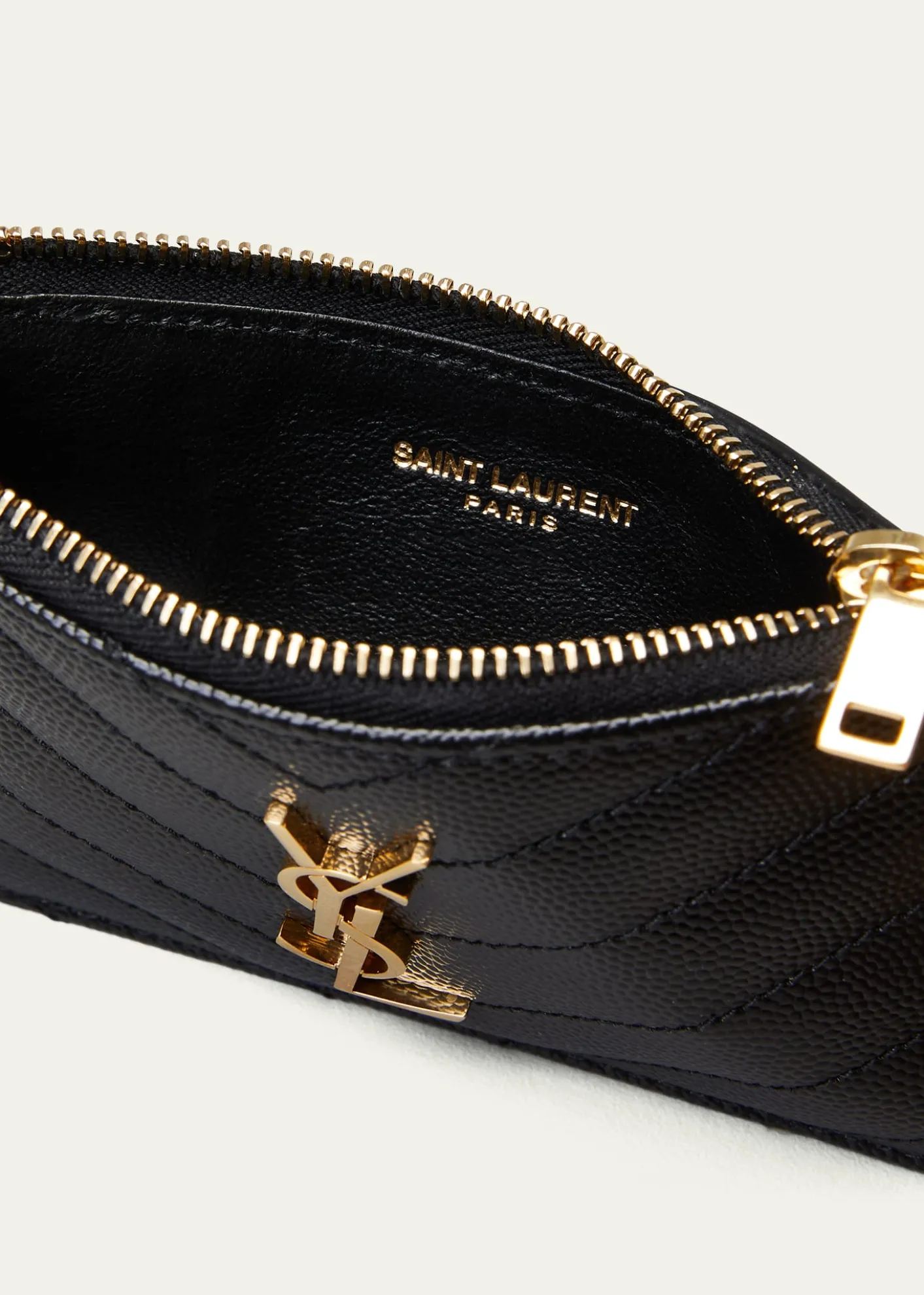 Saint LaurentYSL Monogram Small Ziptop Card Case in Grained Leather