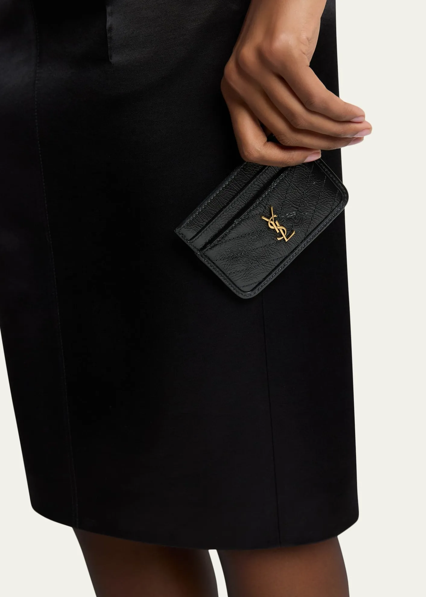 Saint LaurentYSL Quilted Leather Card Holder