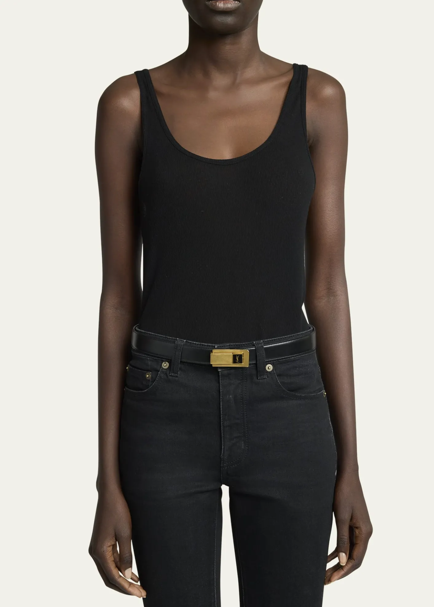Saint LaurentYSL Skinny Leather Belt