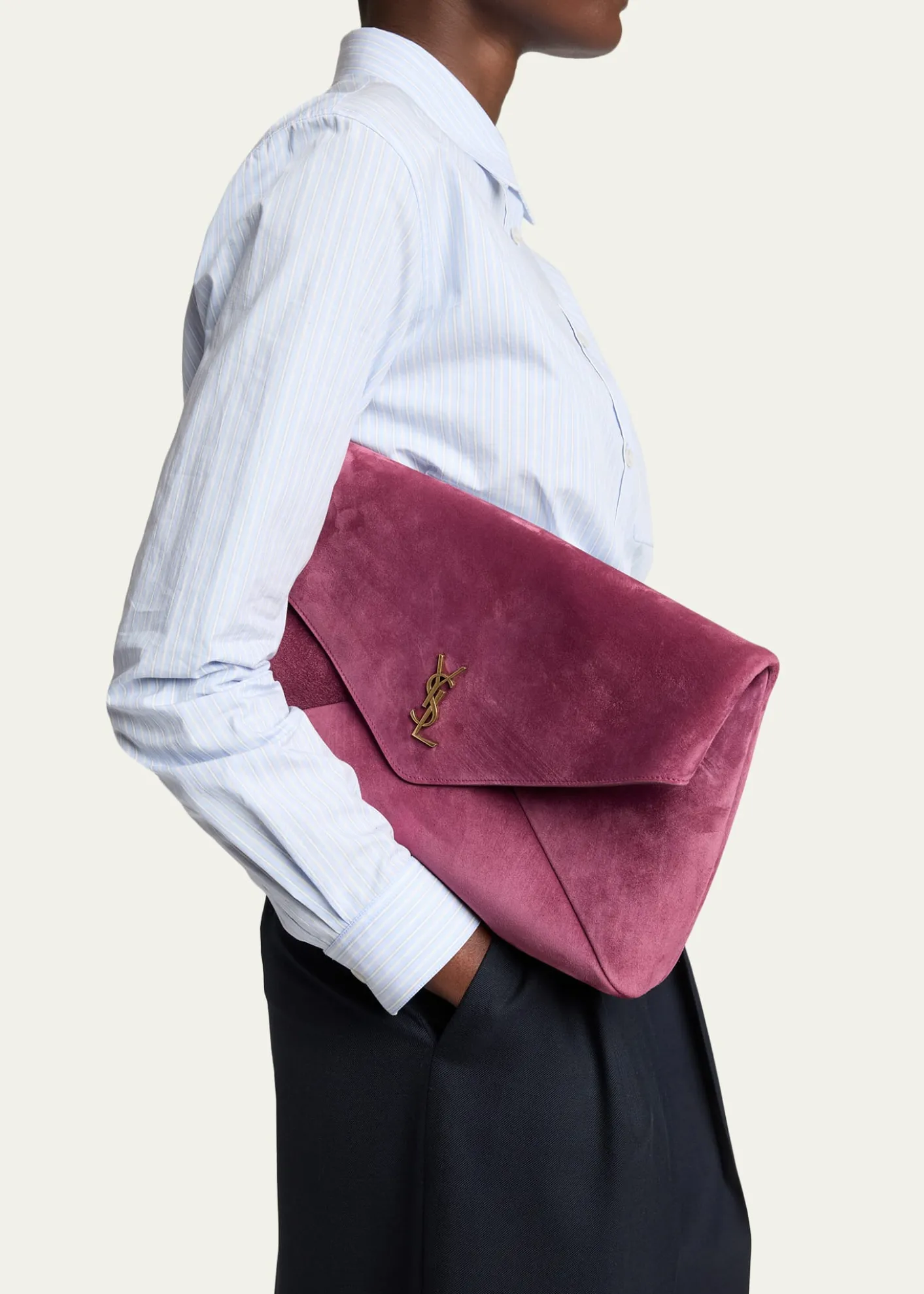 Saint LaurentYSL XXL Suede Envelope Pouch Clutch Bag