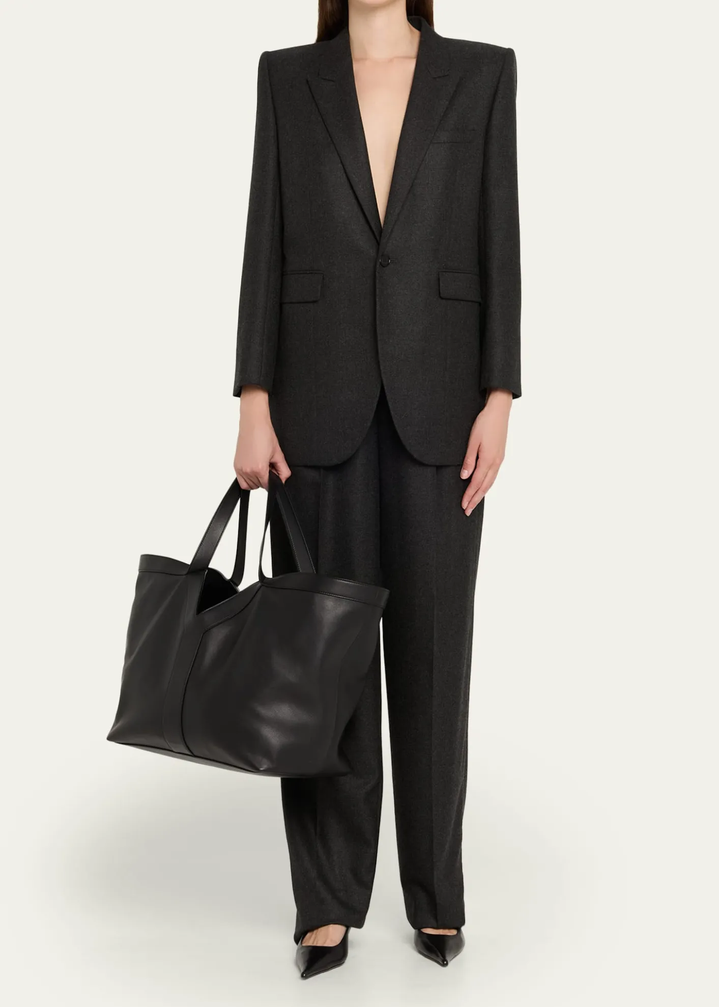 Saint LaurentY Stitch Tote Bag in Calfskin Leather