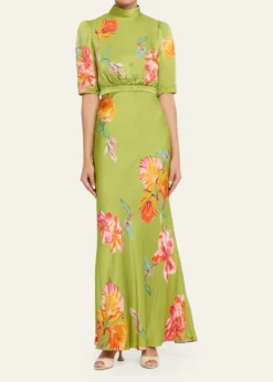 SaloniAdele B Floral Silk Dress